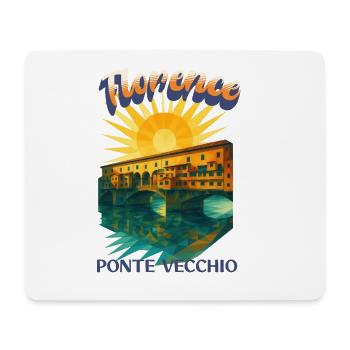Florence - Ponte Vecchio Design rétro vintage - Tapis de souris (format paysage) - blanc - Devant