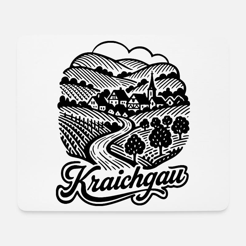 Kraichgau Illustration mit Schriftzug - Mousepad (Querformat) - Weiß