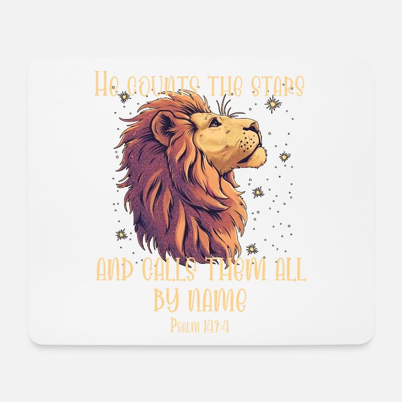 Löwe Bibelvers Christlich - Mousepad (Querformat) - Weiß