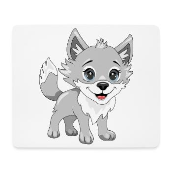 Cute smiling baby wolf - Mouse Pad (horizontal) - white - Front