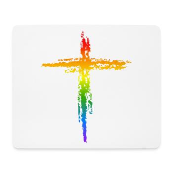 Regenbogen Kreuz  - Mousepad (Querformat) - Weiß - Vorne