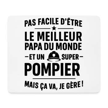 Pompier – Super Papa Pompier - Tapis de souris (format paysage) - blanc - Devant