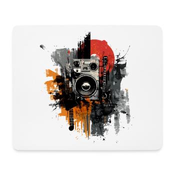 Rock Grunge Music Art – Guitar & Boombox - Mouse Pad (horizontal) - white - Front