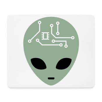 Alien Head with Circuits (three colours) - Mouse Pad (horizontal) - white - Front