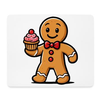 Lebkuchenmann Cupcake Cartoon - Mousepad (Querformat) - Weiß - Vorne