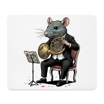 Rat de concert de l’Orchestre de Cors en smoking - Tapis de souris (format paysage) - blanc - Devant