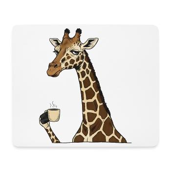 Müde Giraffe mit Kaffee – Lustiges Motiv - Mousepad (Querformat) - Weiß - Vorne