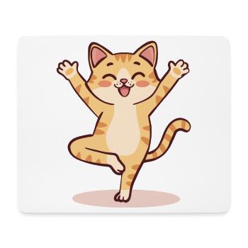 Yoga Cat Cartoon | Cute Meditating Kitty Pose - Mouse Pad (horizontal) - white - Front