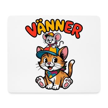 Freunde und Freunde für immer – Süße Katze und Maus - Mousepad (Querformat) - Weiß - Vorne
