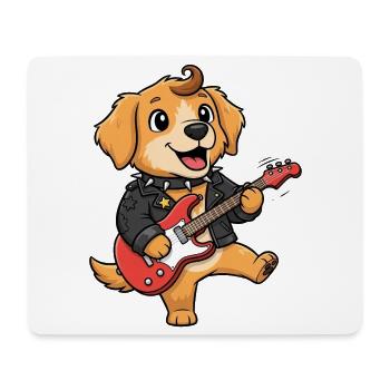 Rocking dog with electric guitar - Mouse Pad (horizontal) - white - Front