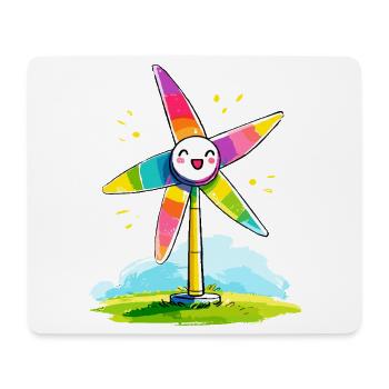 Rainbow Windmill Smile - Mouse Pad (horizontal) - white - Front