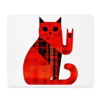 Motif à carreaux de chat rouge Moderne - Tapis de souris (format paysage) - blanc - Devant