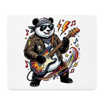 Panda Gitarren-Rocker im Leder - Mousepad (Querformat) - Weiß - Vorne