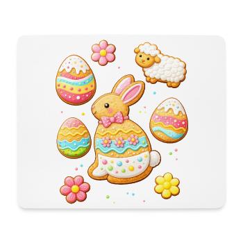 Easter Cookies Set with Bunny and Lamb Illustration - Mouse Pad (horizontal) - white - Front