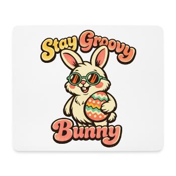 Lapin rétro avec lunettes de soleil Oreilles de lapin de Pâques - Tapis de souris (format paysage) - blanc - Devant