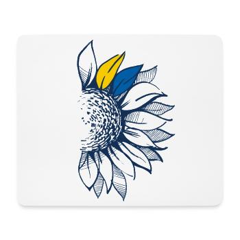Minimalistische ukrainische Sonnenblume - Line-Art - Mousepad (Querformat) - Weiß - Vorne