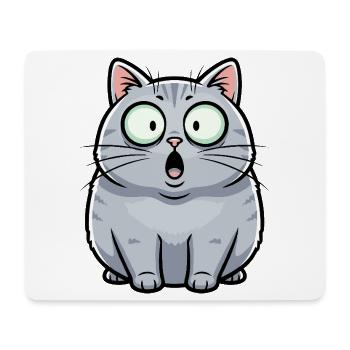 Überraschungskatze Cartoon - Mousepad (Querformat) - Weiß - Vorne