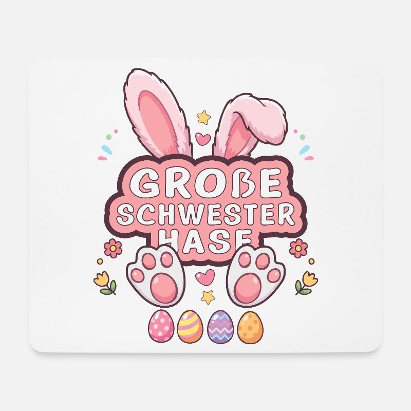 Große Schwester Hase Ostern Design - Mousepad (Querformat) - Weiß