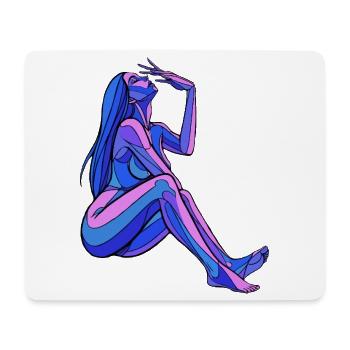 Abstrakte Blaue Frau-Figur - Mousepad (Querformat) - Weiß - Vorne