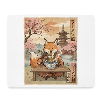 Fuchs Ramen Japanischer Vintage Stil - Mousepad (Querformat) - Weiß - Vorne