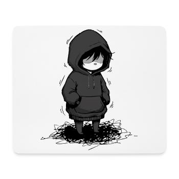 Kinderhoodie mit dunkler Augenmaske - Mousepad (Querformat) - Weiß - Vorne