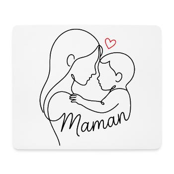 Maman Coeur rouge sur fond noir minimal - Tapis de souris (format paysage) - blanc - Devant