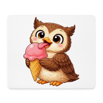 Süße Eule mit Eiskrone Sommer Cartoon König  - Mouse Pad (horizontal) - white - Front