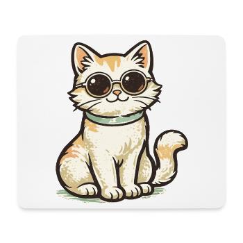 Chat cool - Tapis de souris (format paysage) - blanc - Devant