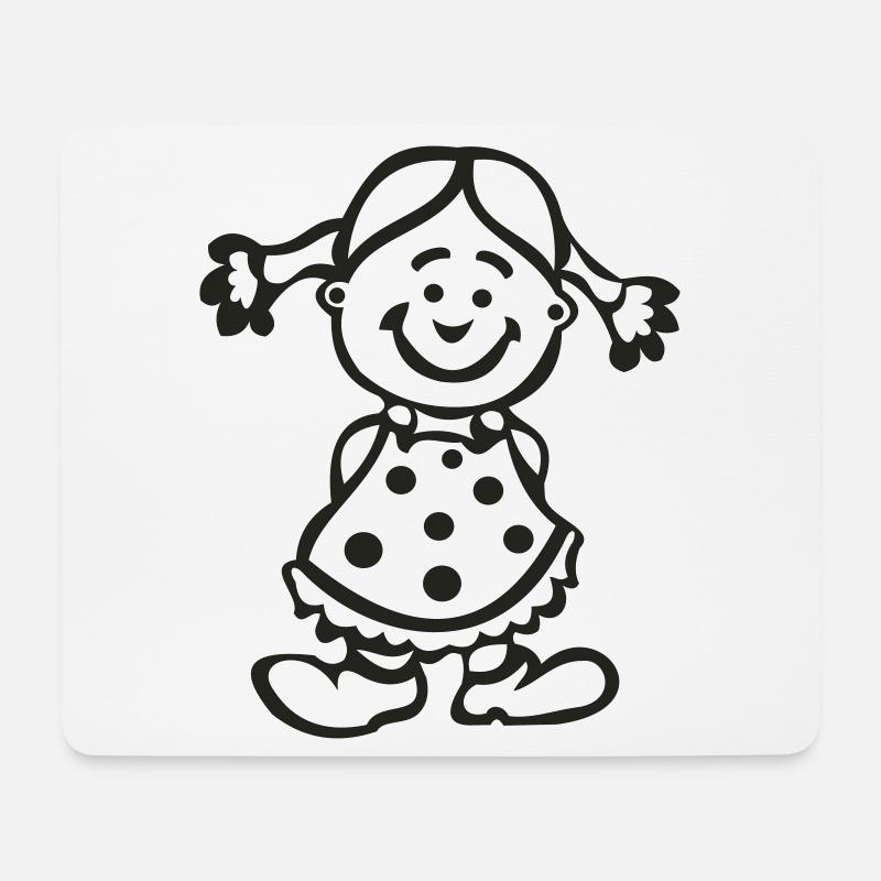 Fröhliches Mädchen mit Punktenkleid - Mousepad (Querformat) - Weiß