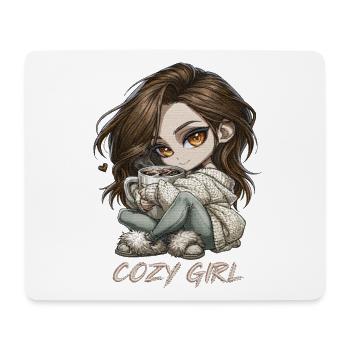 Cozy Girl Chibi Cocoa Winter Gift - Mouse Pad (horizontal) - white - Front