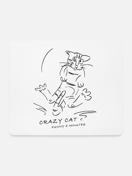 crazy cat - verrückte 5 Minuten für Helles - Mousepad (Querformat) - Weiß