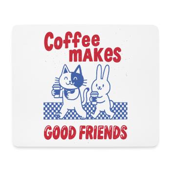 Kaffee macht gute Freunde – Katzen & Häschen - Mousepad (Querformat) - Weiß - Vorne