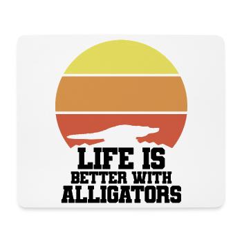 Alligator Silhouette Sonnenuntergang - Mousepad (Querformat) - Weiß - Vorne