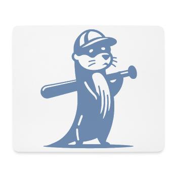 Otter Baseball Silhouette - Mousepad (Querformat) - Weiß - Vorne
