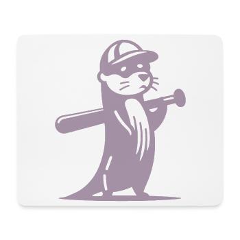 Otter Baseball Silhouette - Mousepad (Querformat) - Weiß - Vorne