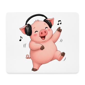Schwein tanzt singt Bauer Bauernhof Musik - Mousepad (Querformat) - Weiß - Vorne