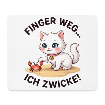 Katze Krabbe Finger weg Spruch - Mousepad (Querformat) - Weiß - Vorne
