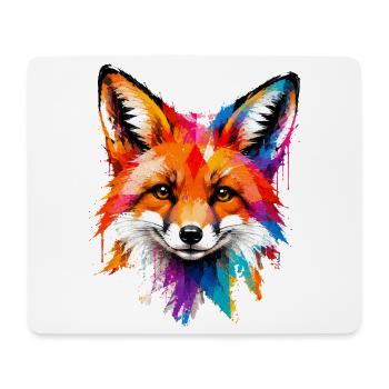 Bunter Fuchs mit Farbklecksen - Mousepad (Querformat) - Weiß - Vorne