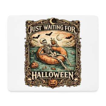 Attendant l’anticipation du squelette d’Halloween - Tapis de souris (format paysage) - blanc - Devant