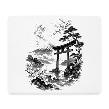 La nature japonaise avec torii et Fuji - Tapis de souris (format paysage) - blanc - Devant