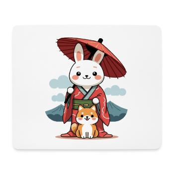 Cute Space Bunny Astronaut Design - Mousepad (Querformat) - Weiß - Vorne
