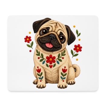 Mops Hund süßer Mops niedlicher Mops - Mousepad (Querformat) - Weiß - Vorne