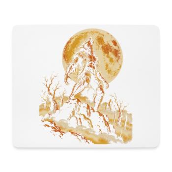 Der Wolfsmensch heult den Vollmond an - Mousepad (Querformat) - Weiß - Vorne