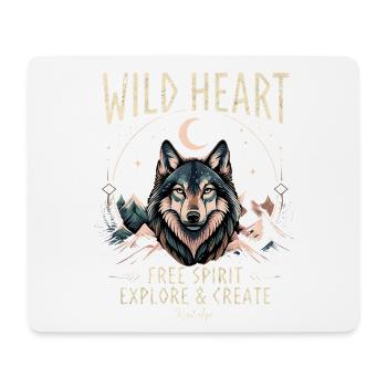 Wolf Wild Heart. Free Spirit  - Mousepad (Querformat) - Weiß - Vorne