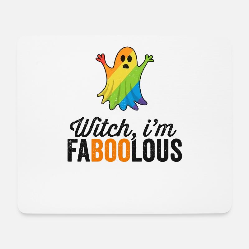 Hexe ich bin Faboolous (Fabelhaft) Halloween TShirt - Mousepad (Querformat) - Weiß