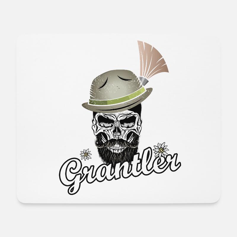 Grantler Totenkopf Bayern Grantln Männer Bart Hut - Mousepad (Querformat) - Weiß