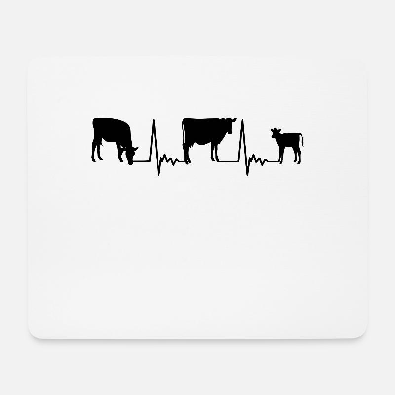 Herzschlag Kühe - Mousepad (Querformat) - Weiß
