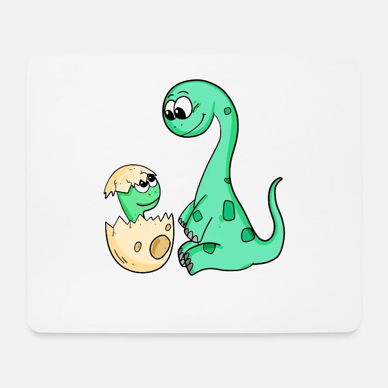 Dinosaurier mit Baby Dinosaurier - Mousepad (Querformat) - Weiß