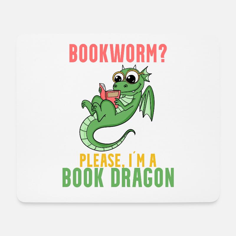 Bücher Drache Geschenk - Mousepad (Querformat) - Weiß