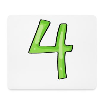 Chiffre 4 Vert - Tapis de souris (format paysage) - blanc - Devant